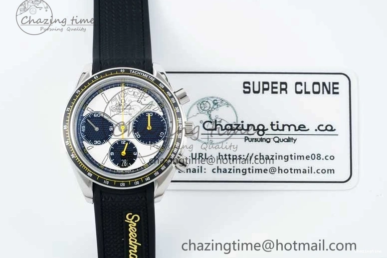 0516 Speedmaster Racing Master SS HKF Best Edition White Black Dial on Black Rubber Strap A Effortless 7813